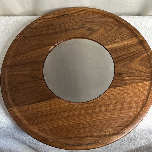 Vintage Solid Wooden Chip And Dip Snack Bowl Tray Large Size - 14” - Picture 2 of 7